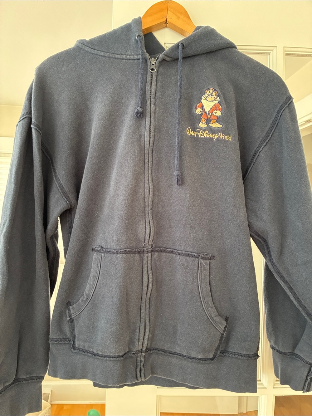 Disney Navy Sweatshirt with Gold & Orange Embroidered Dwarf